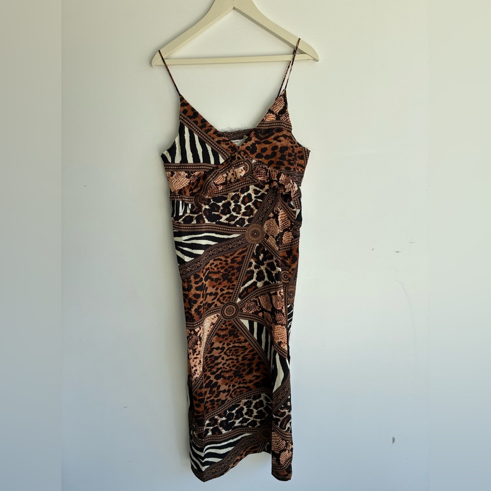 ONETEASPOON Animal Print Slip Dress XS NWT Maxi Side Slit - Picture 2 of 9